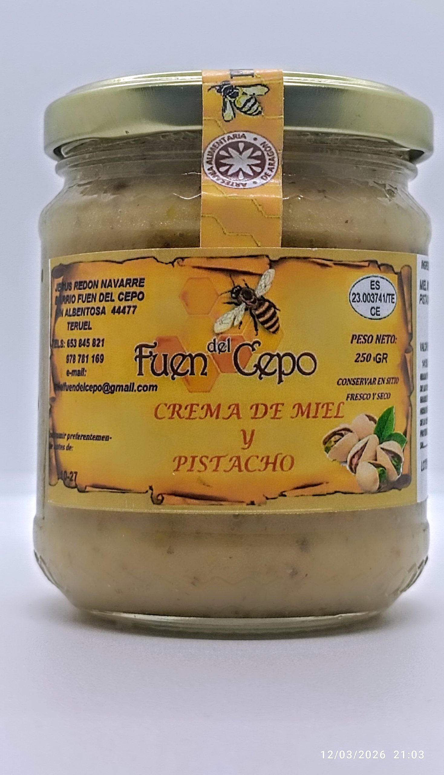 CREMA DE MIEL Y PISTACHO